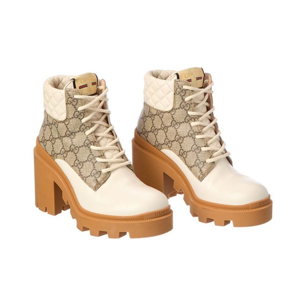 Gucci Gg Supreme Canvas & Leather Bootie (Authentic Pre-Loved)